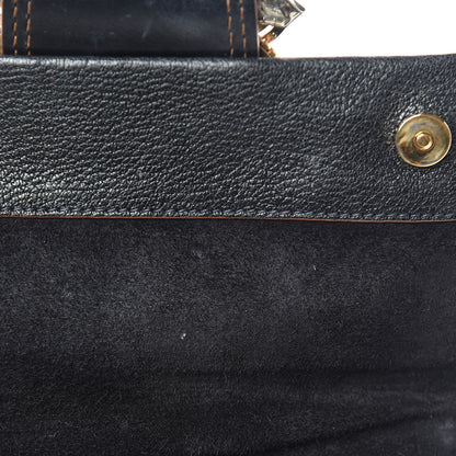 Miu Miu Goatskin Madras Soft Calf Crystal Embellished Shoulder Bag Black 12 of 16