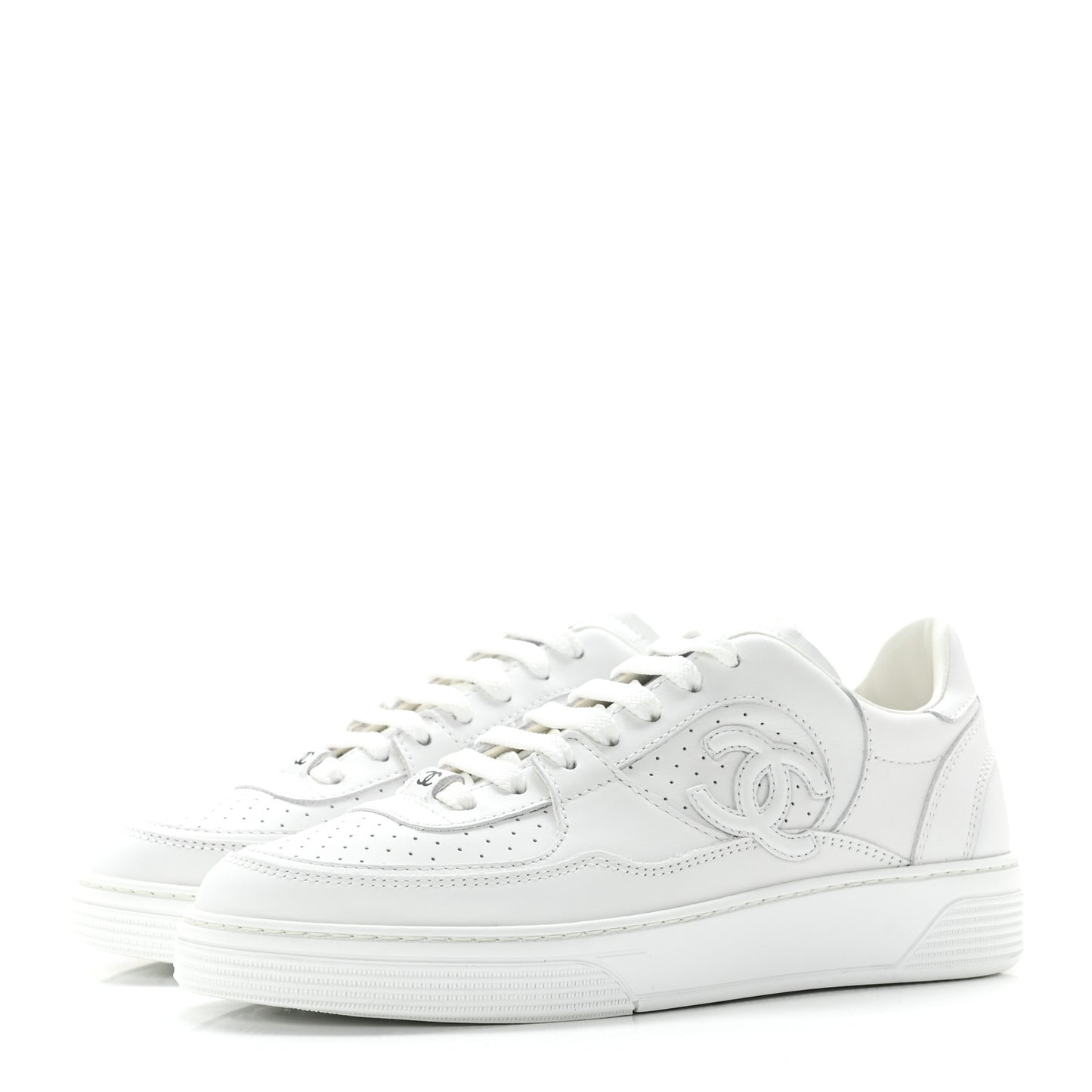 Calfskin CC Womens Sneakers 36 White