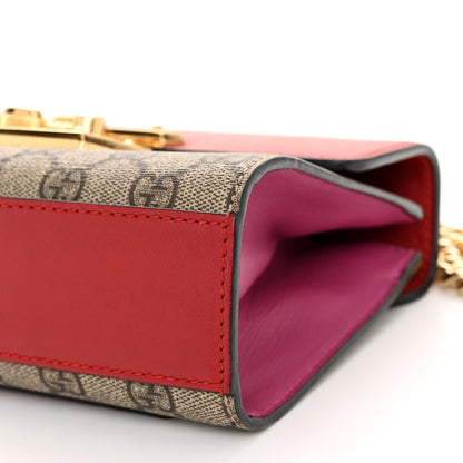 Gucci GG Supreme Monogram Calfskin Small Padlock Shoulder Bag Beige Hibiscus Red New Rosette 11 of 12