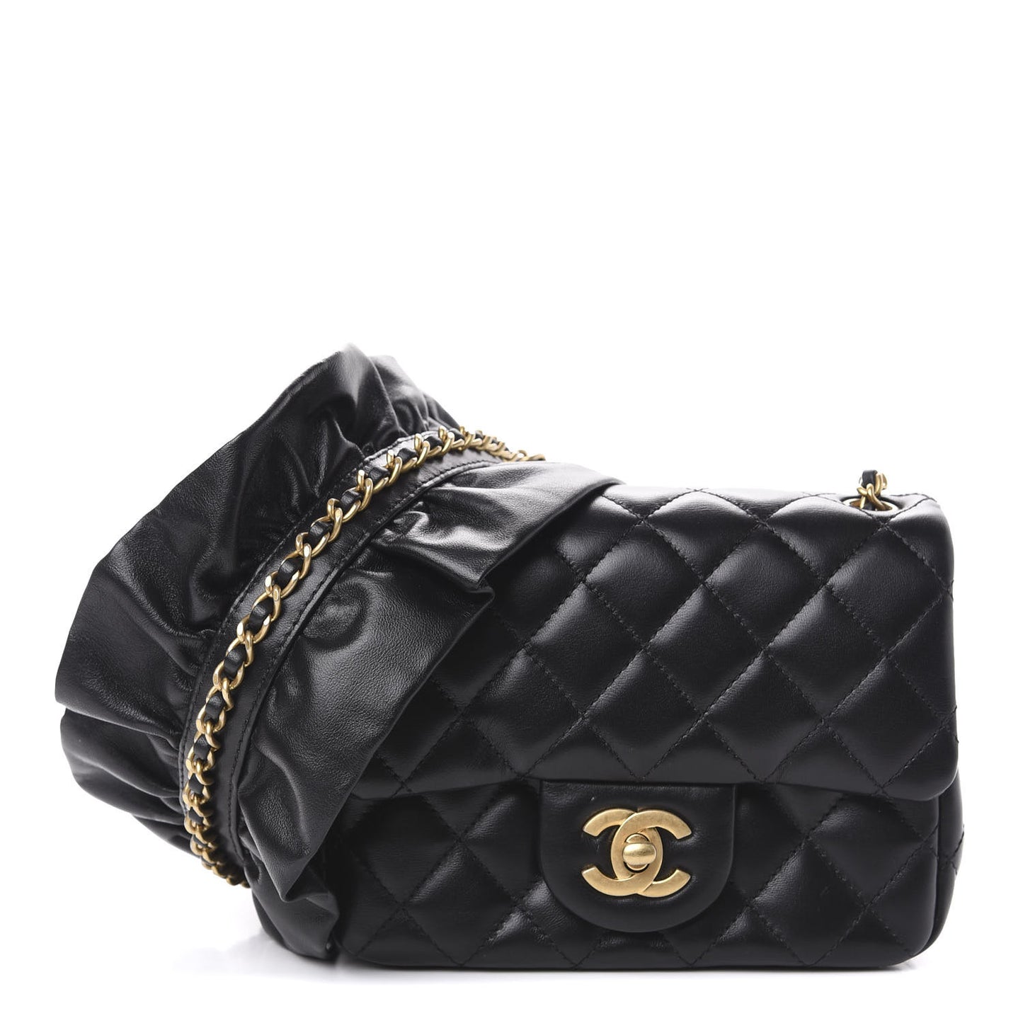 Lambskin Quilted Mini Romance Square Flap Black