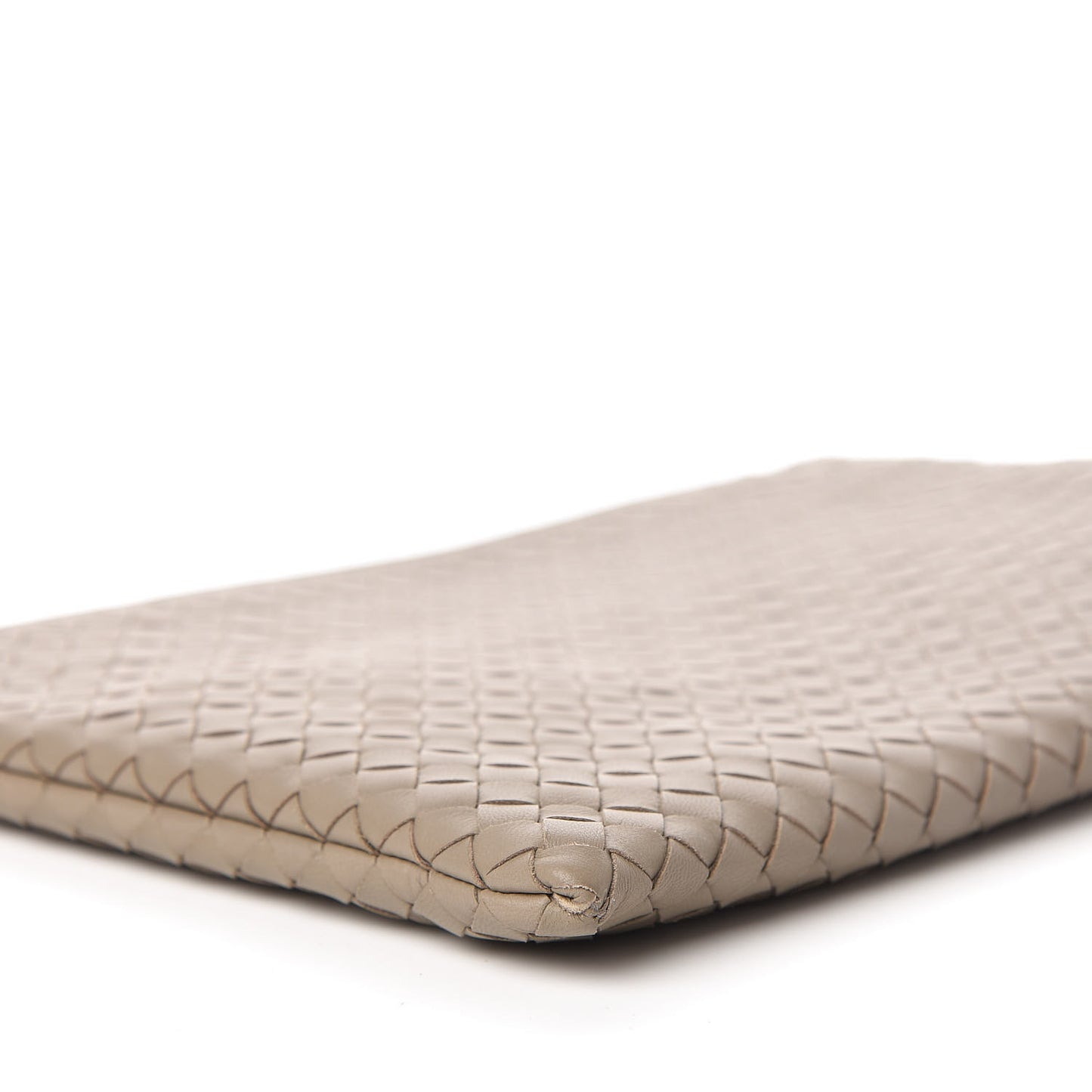 Nappa Intrecciato Large Flat Zip Biletto Pouch Mink