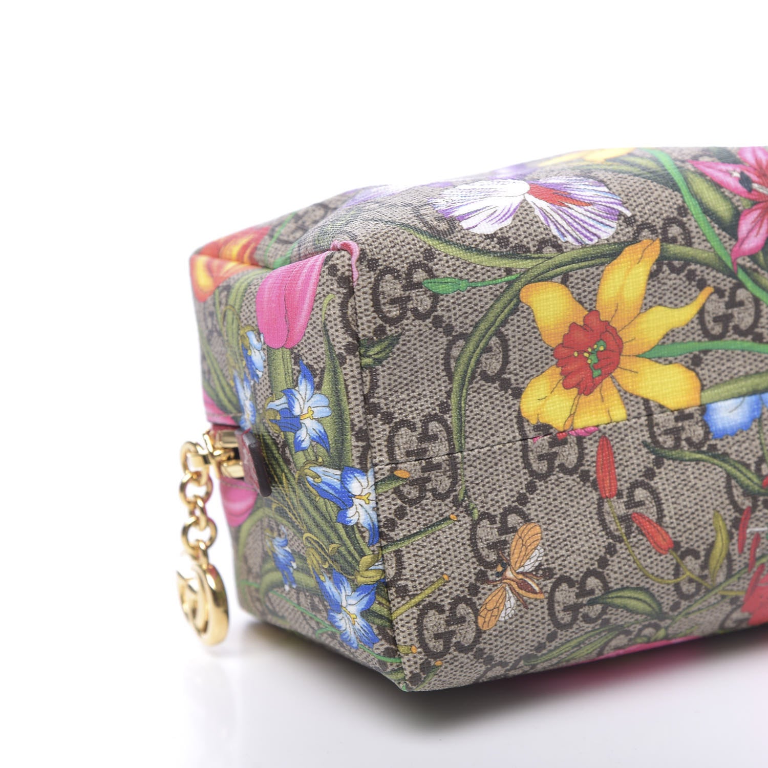 Gucci Soft GG Supreme Monogram Flora Calfskin Medium Ophidia Cosmetic Case Beige Ebony Multicolor Rosso 8 of 9