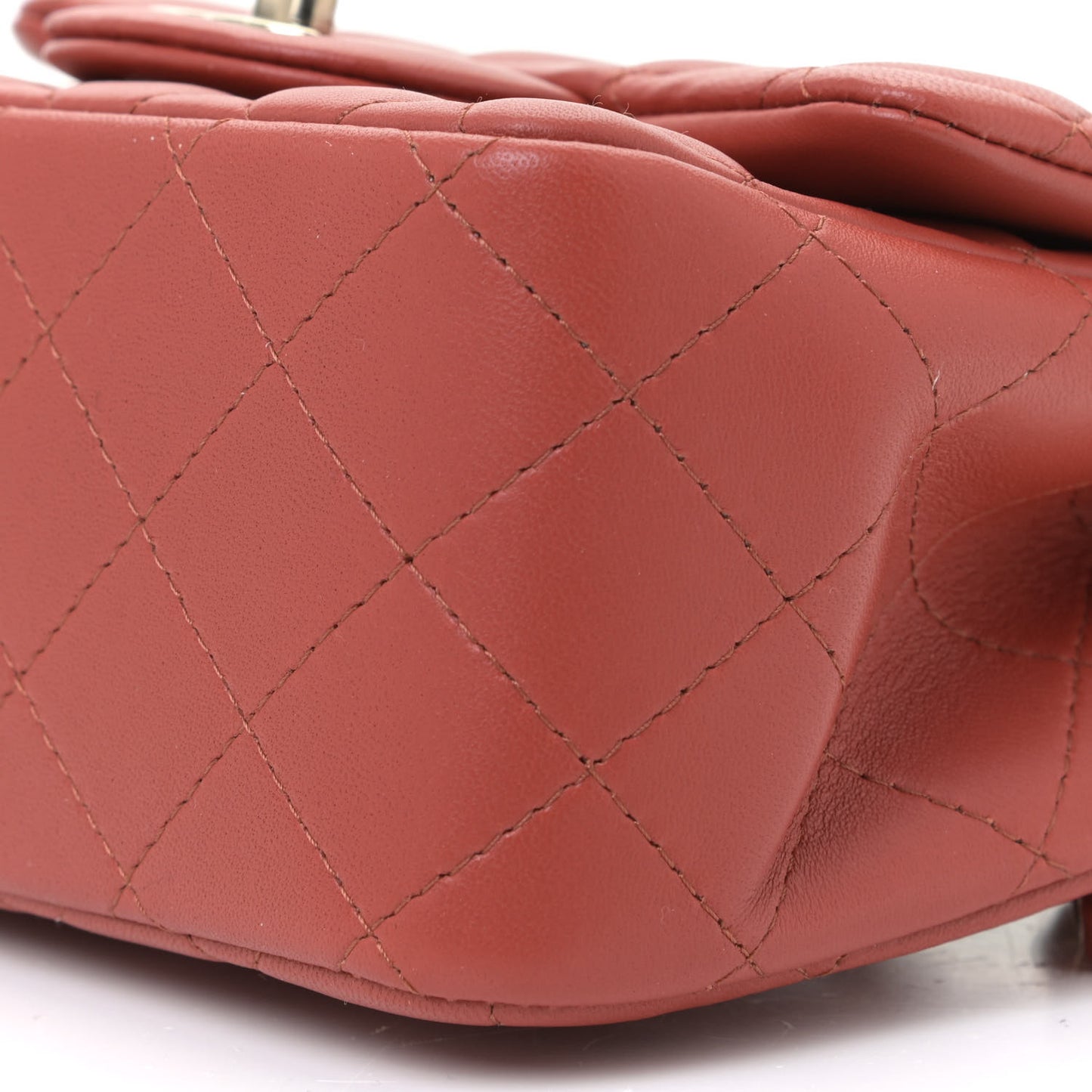 Lambskin Quilted Mini Square Flap Brown