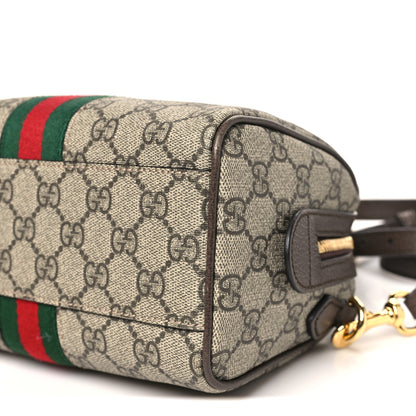 Gucci GG Supreme Monogram Textured Dollar Calfskin Web Mini Ophidia Top Handle Bowler Bag Beige Ebony New Acero 10 of 10
