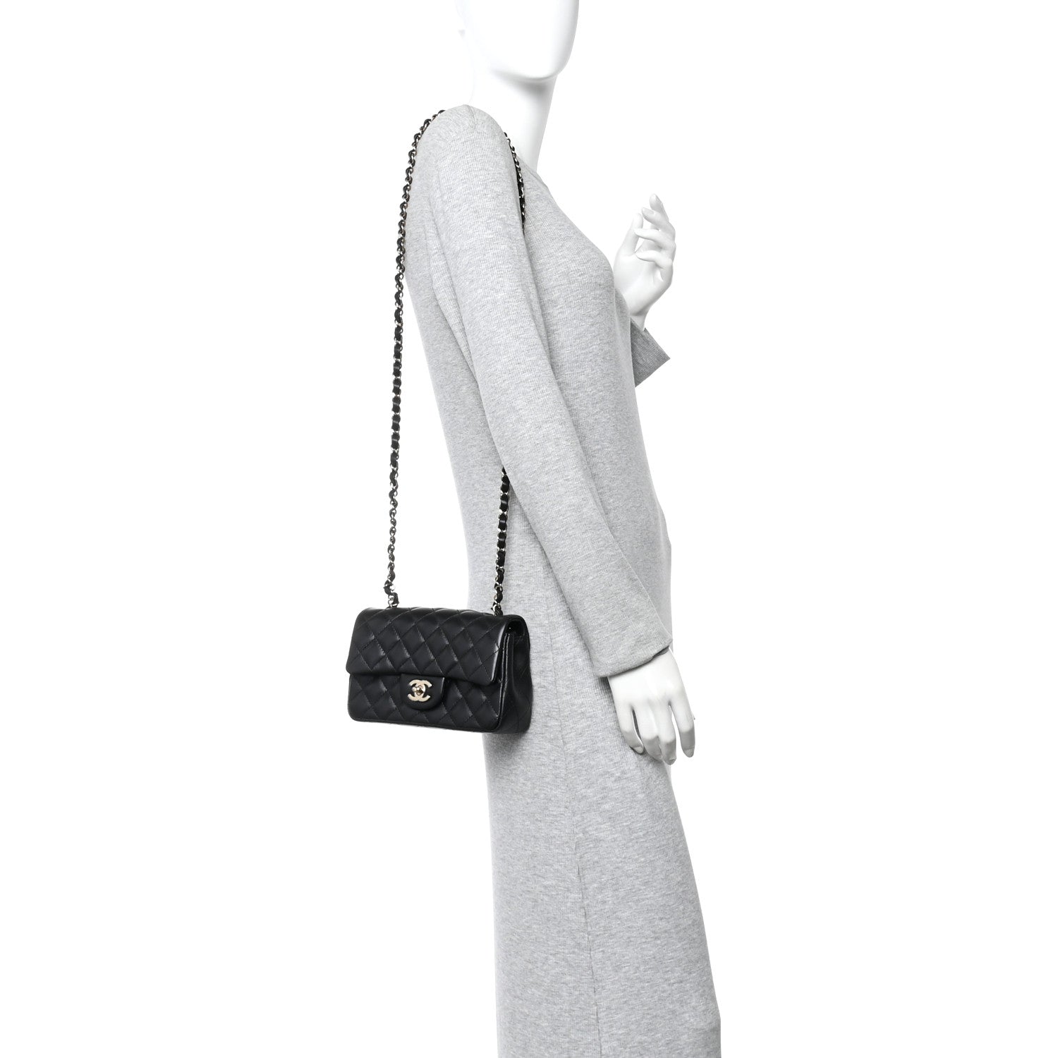 Chanel Lambskin Quilted Mini Rectangular Flap Black 1855823