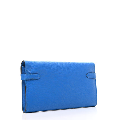 Hermes Chevre Mysore Kelly Longue Wallet Bleu Hydra 3 of 8