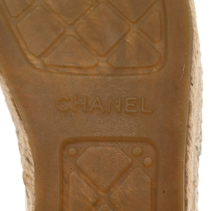 Chanel Lambskin CC Espadrilles 40 Beige Black 8 of 9