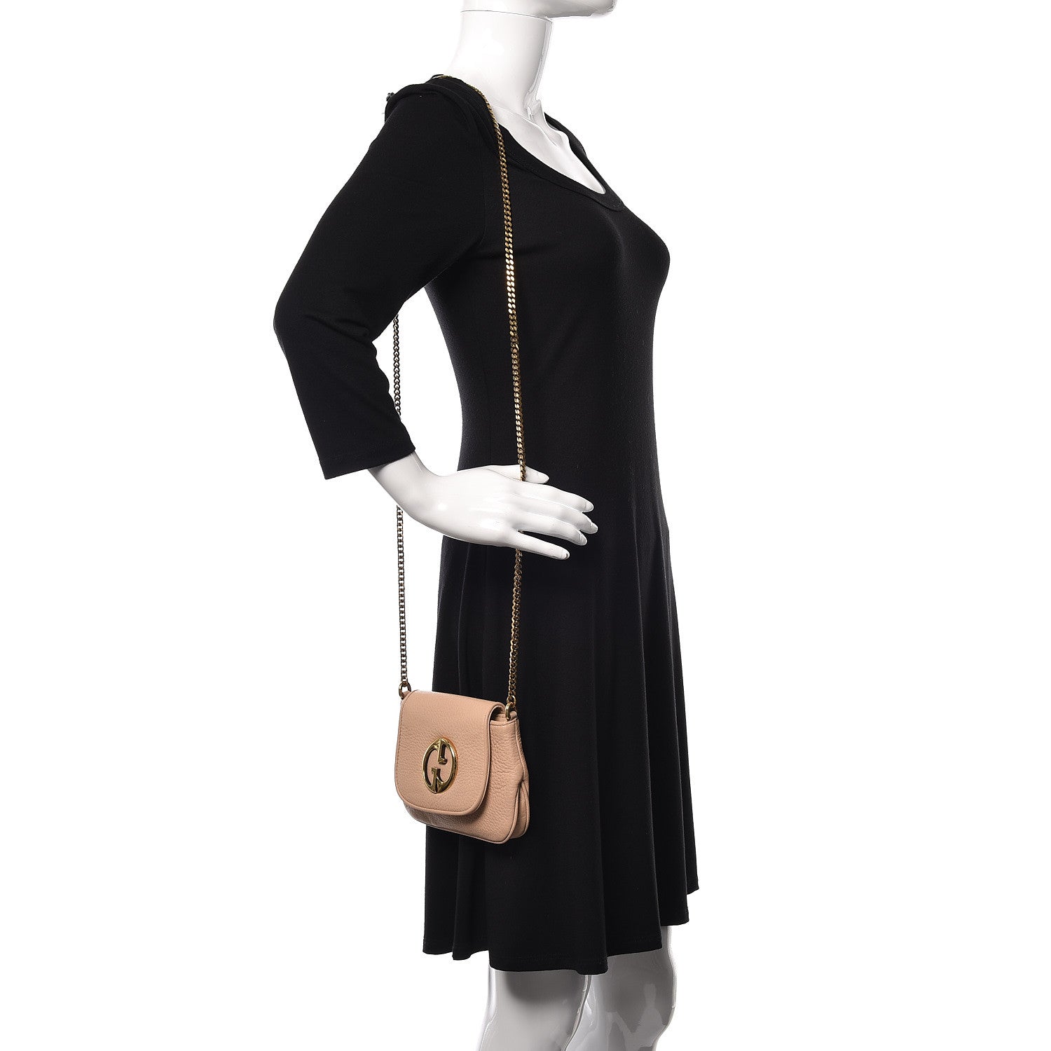 Gucci Dollar Calfskin Small 1973 Chain Shoulder Bag Camelia 2 of 12