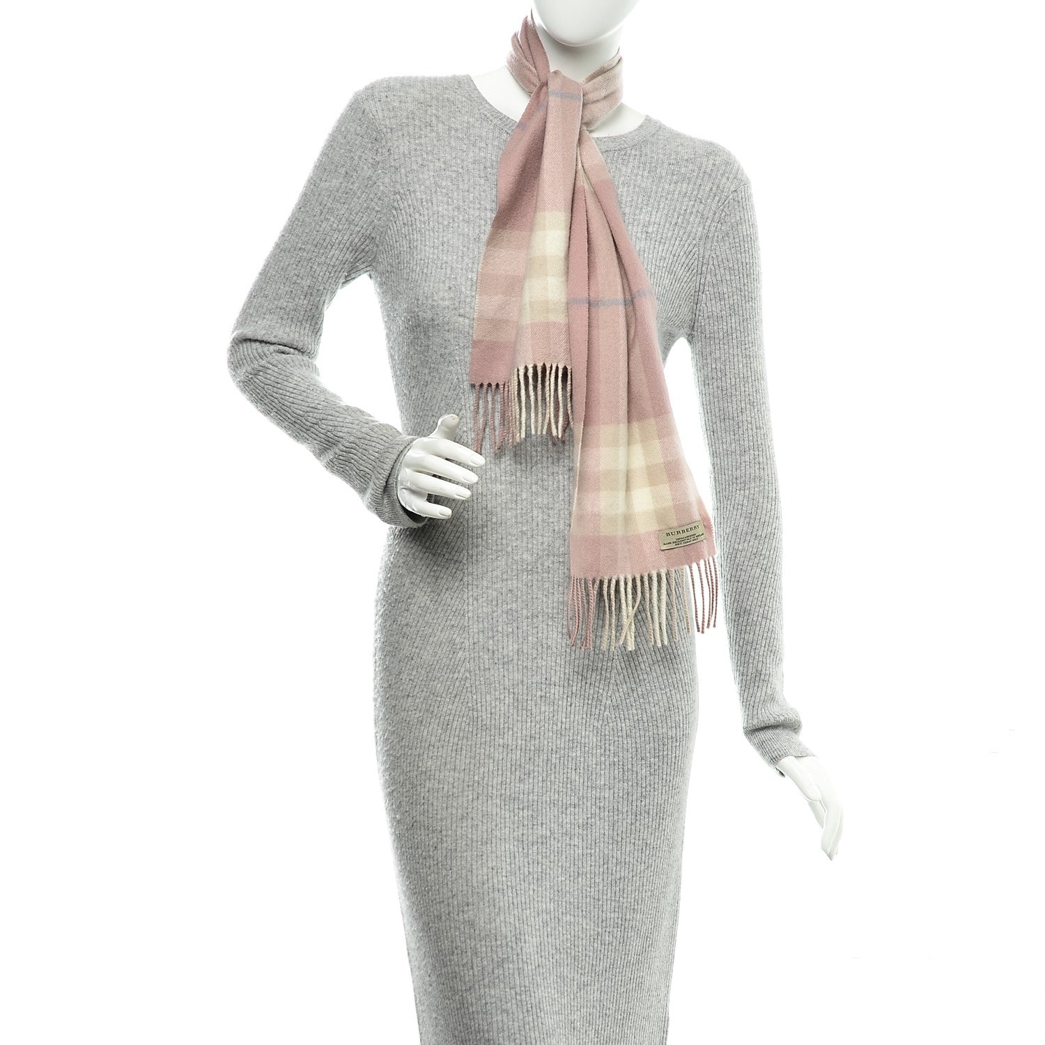 Burberry Cashmere Giant Check Scarf Pink 2 of 5