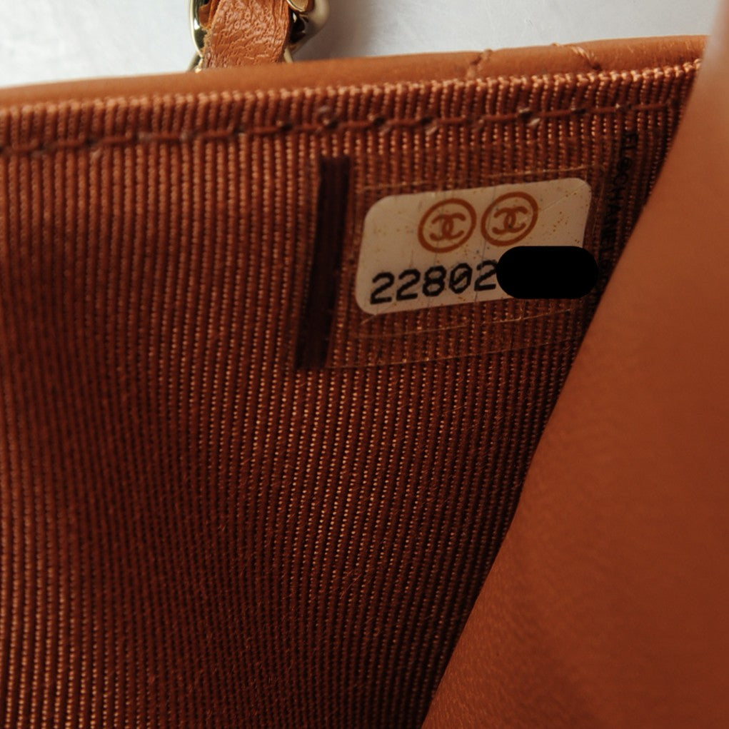 Lambskin Quilted Wallet On Chain WOC Dark Beige