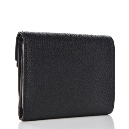Louis Vuitton Grained Calfskin Monogram Double V Compact Wallet Black 3 of 10