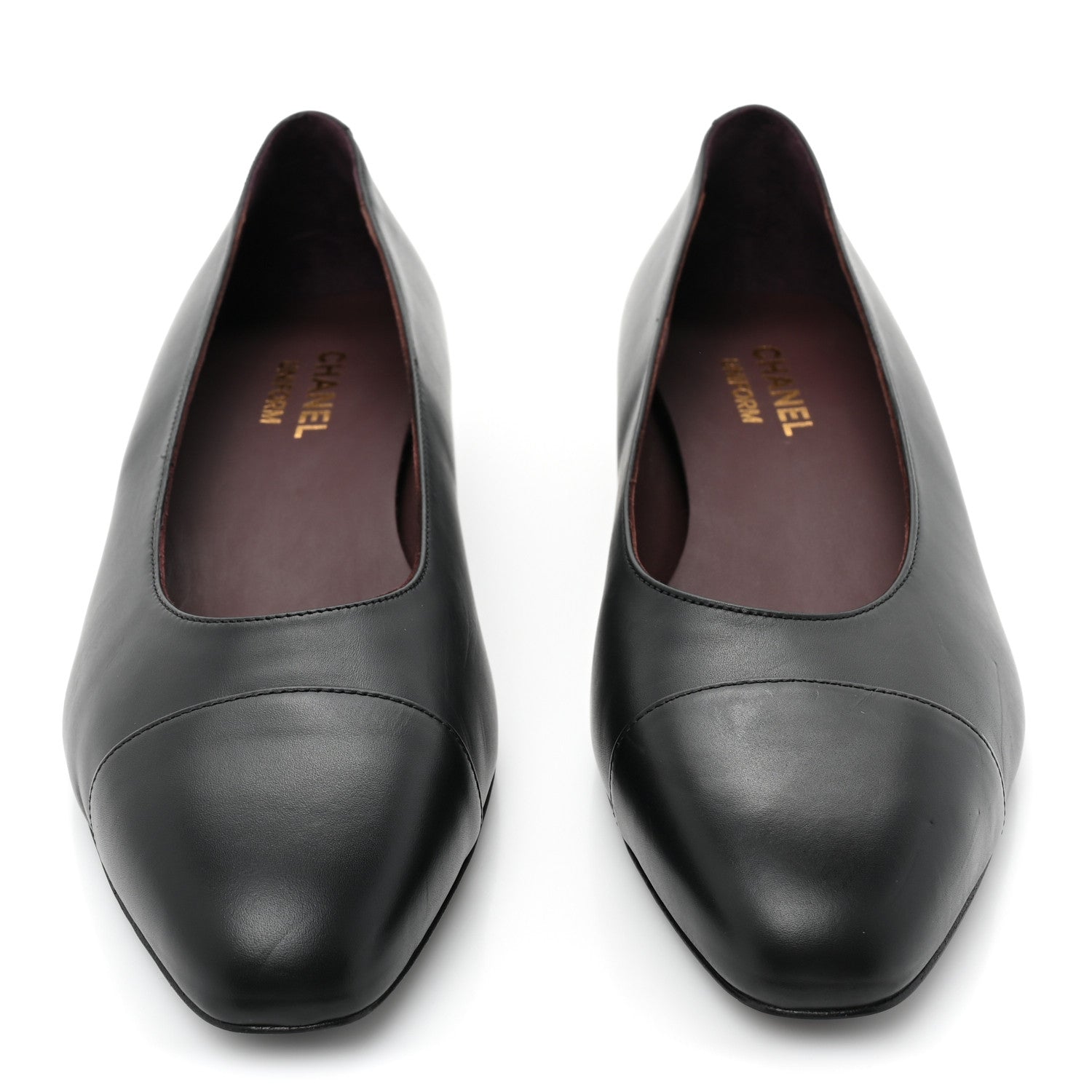 Chanel Lambskin Cap Toe CC Uniform Ballerina Flats 40.5 Black 2 of 11