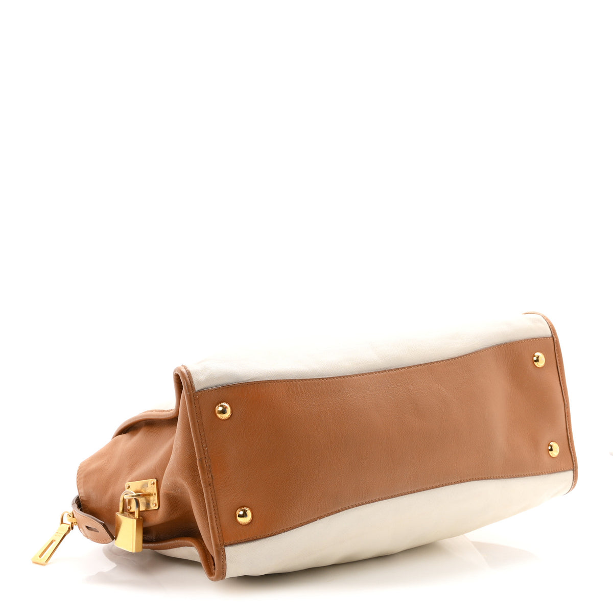 Prada Saffiano Bi-Color Tote Talco Caramel 4 of 11