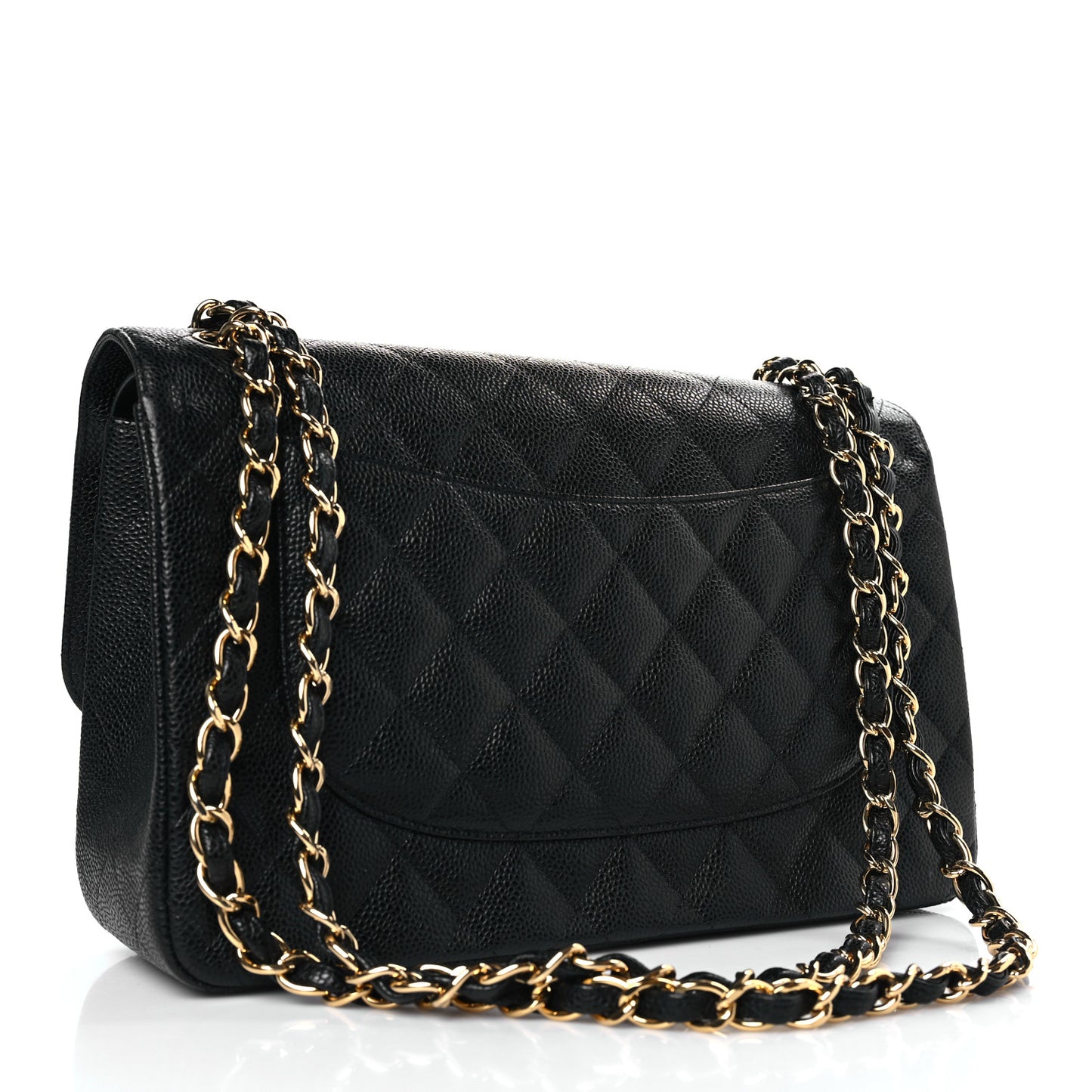 Caviar Quilted Jumbo Double Flap Black