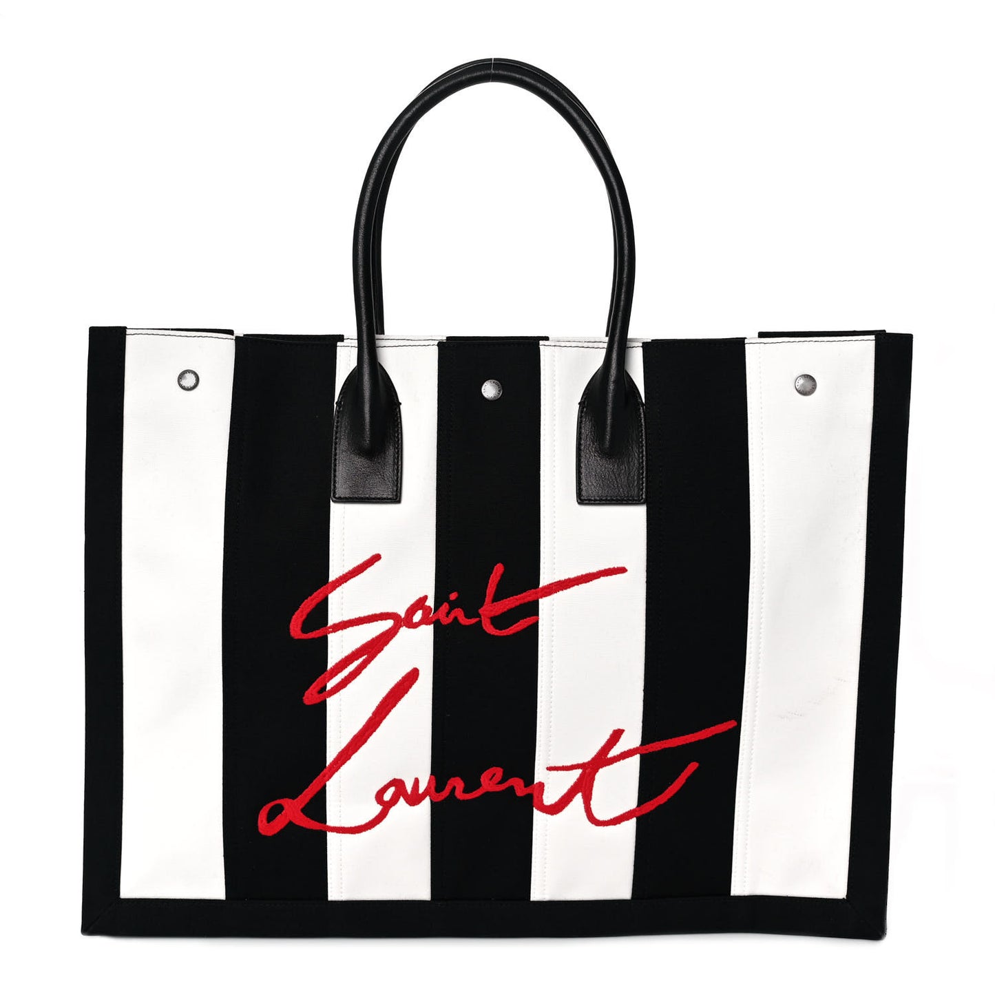 Canvas Noe Striped Tote Black White