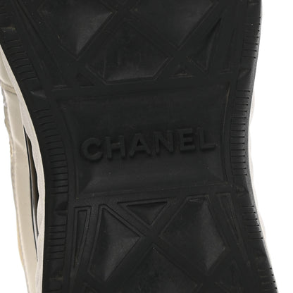 Chanel Fabric Calfskin Suede CC Sneakers 38 Ivory Black 6 of 9