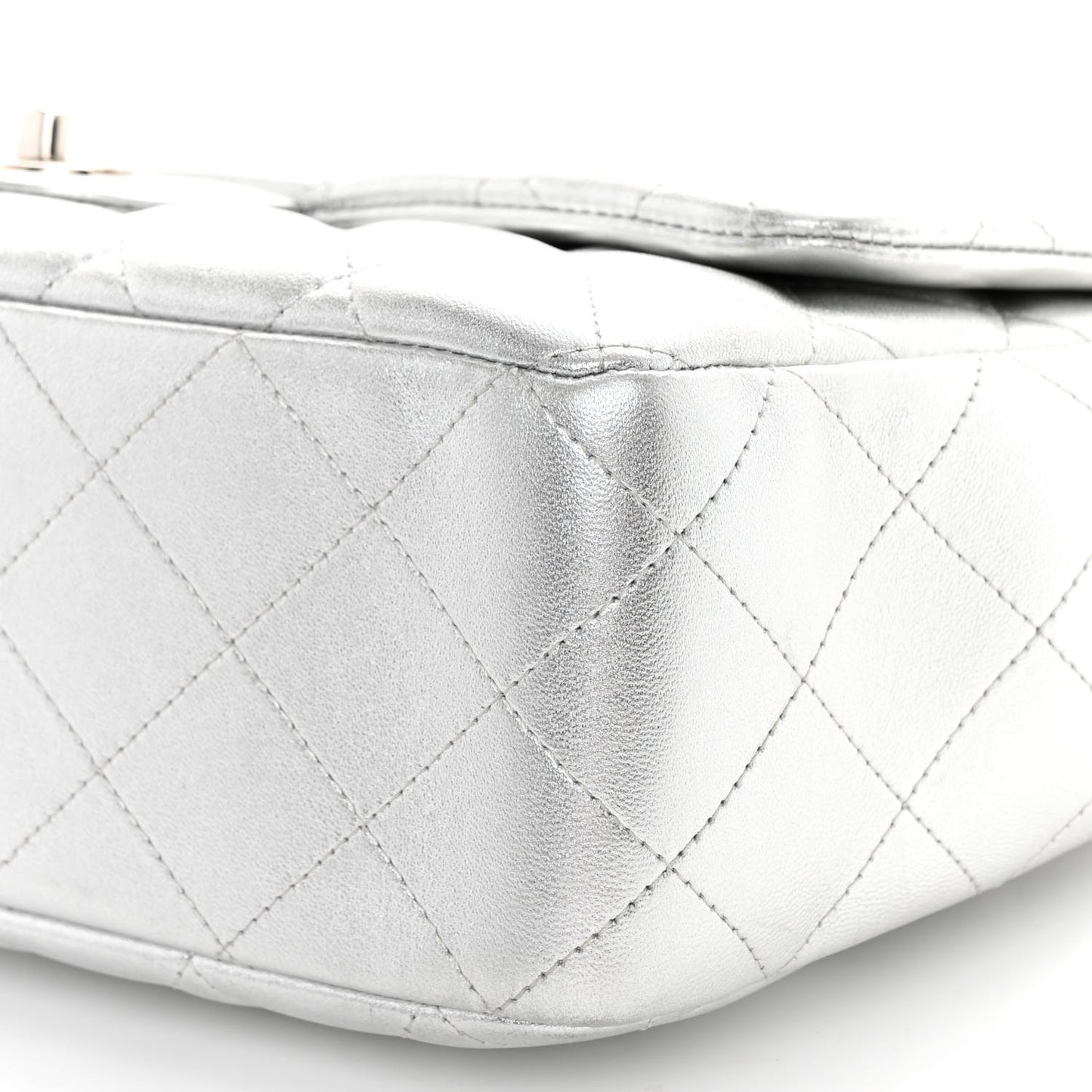 Metallic Lambskin Quilted Jumbo Single Flap Silver