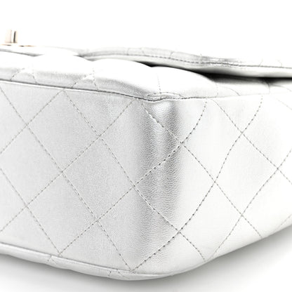 Chanel Metallic Lambskin Quilted Jumbo Single Flap Silver 10 of 10