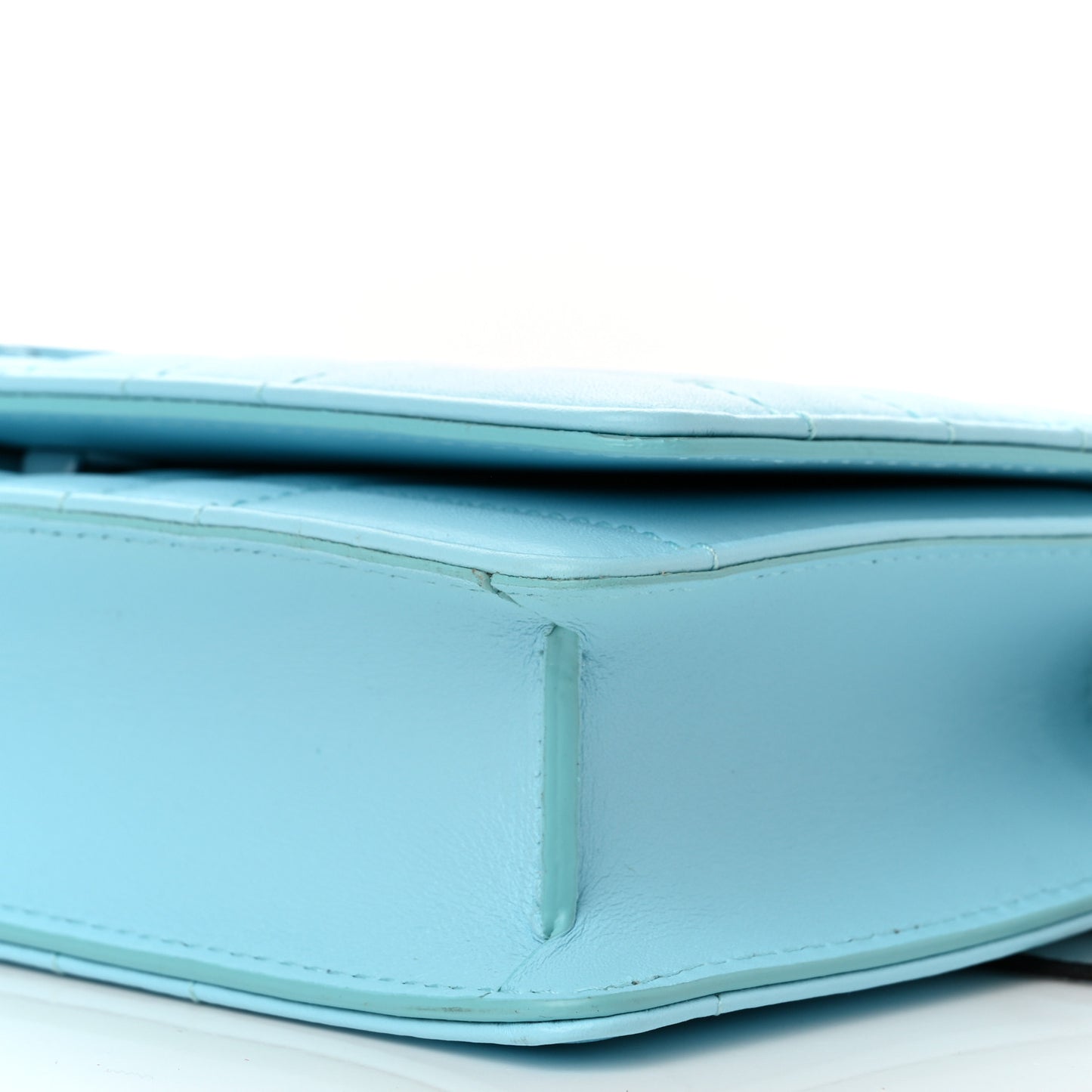Lambskin Quilted Lola Clutch On Chain Cool Sky Blue