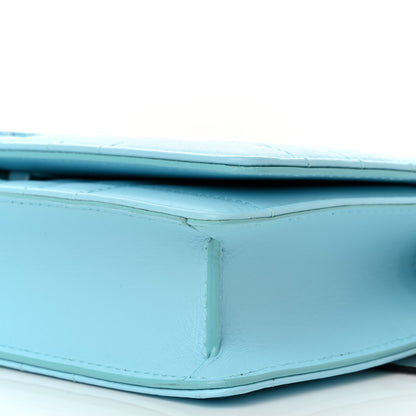 Burberry Lambskin Quilted Lola Clutch On Chain Cool Sky Blue 9 of 10