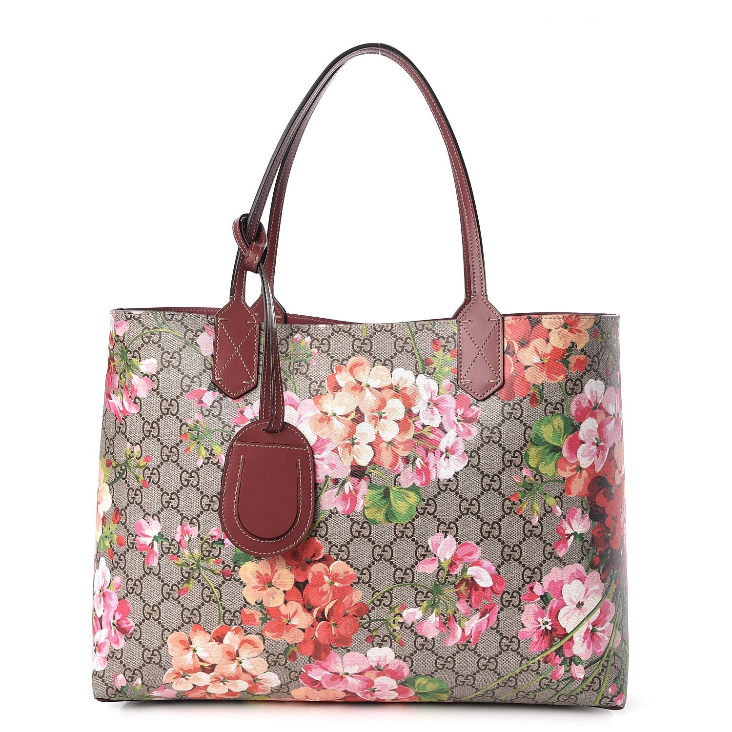 Gucci GG Supreme Monogram Blooms Medium Reversible Tote Beige Multicolor Dry Rose 1 of 9