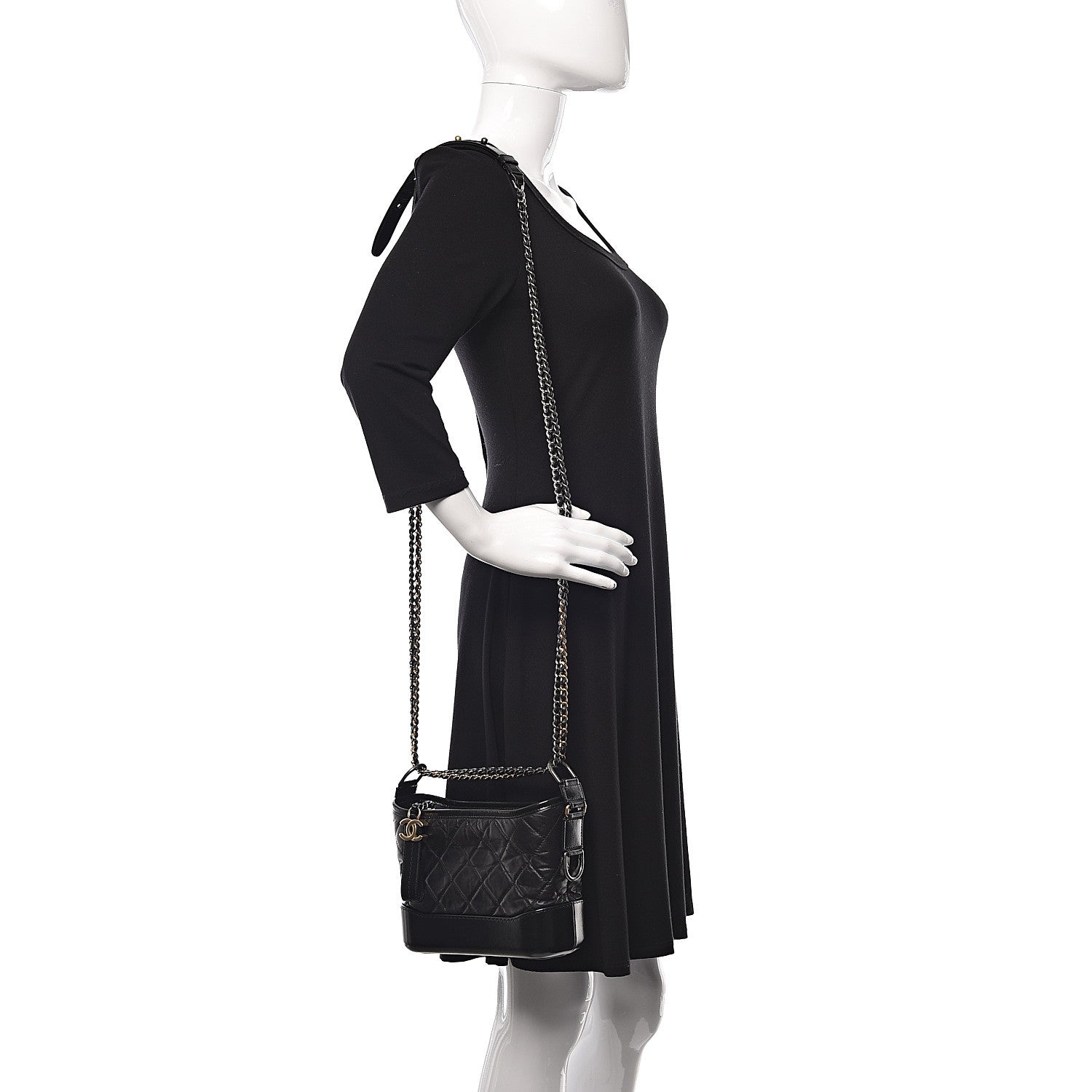 Chanel Aged Calfskin Quilted Small Gabrielle Hobo Black 2 of 11