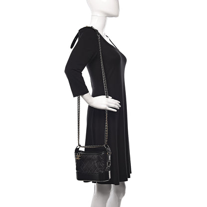 Chanel Aged Calfskin Quilted Small Gabrielle Hobo Black 2 of 11