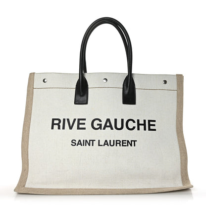 Saint Laurent Linen Calfskin Rive Gauche Tote Optic White 1 of 6