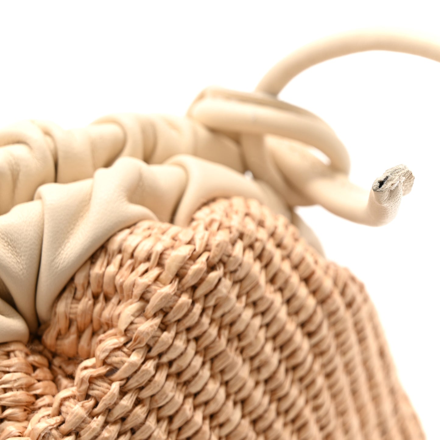 Raffia Lambskin Woven Mini Cloud Clutch Natural Avorio