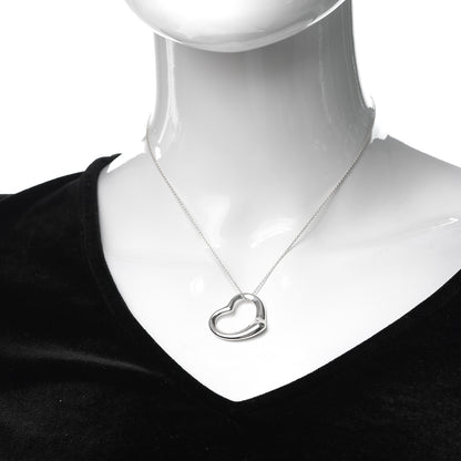 Tiffany Sterling Silver 27mm Elsa Peretti Open Heart Pendant Necklace 2 of 5