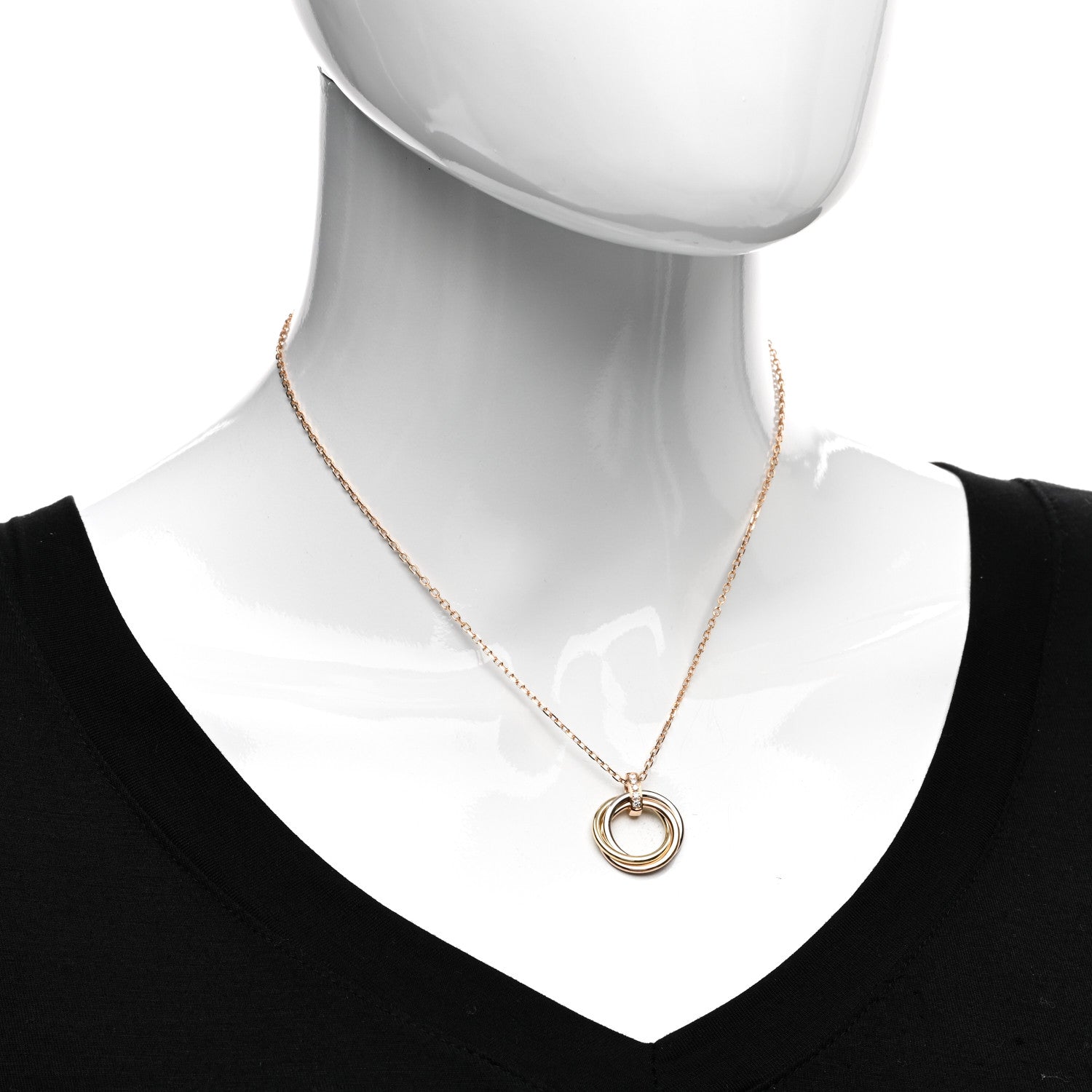 Cartier 18K Pink Gold Diamond Trinity Pendant Necklace 2 of 5