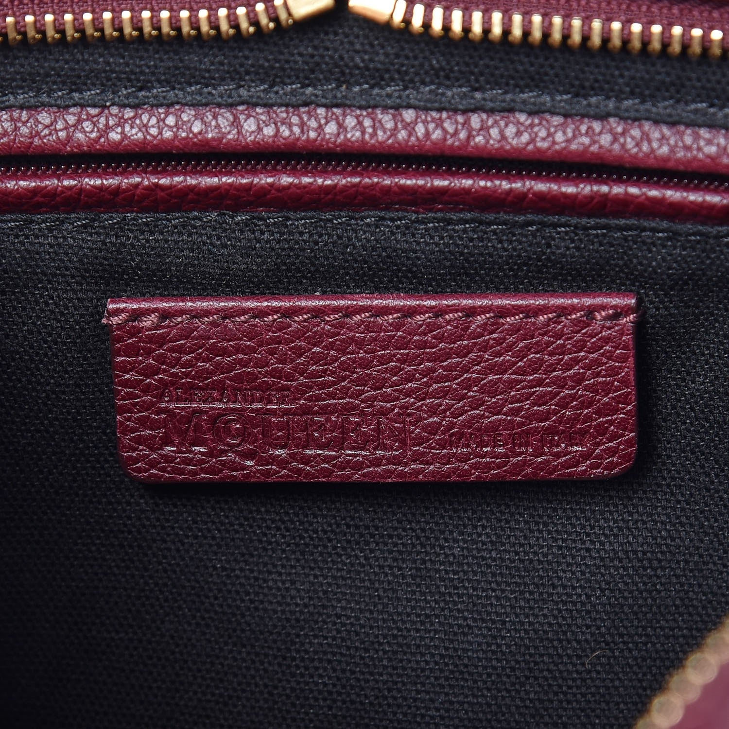 Alexander McQueen Leopard Print Pony Hair Pebbled Calfskin Small Skull Padlock Zip Around Tote Bordeaux 6 of 9