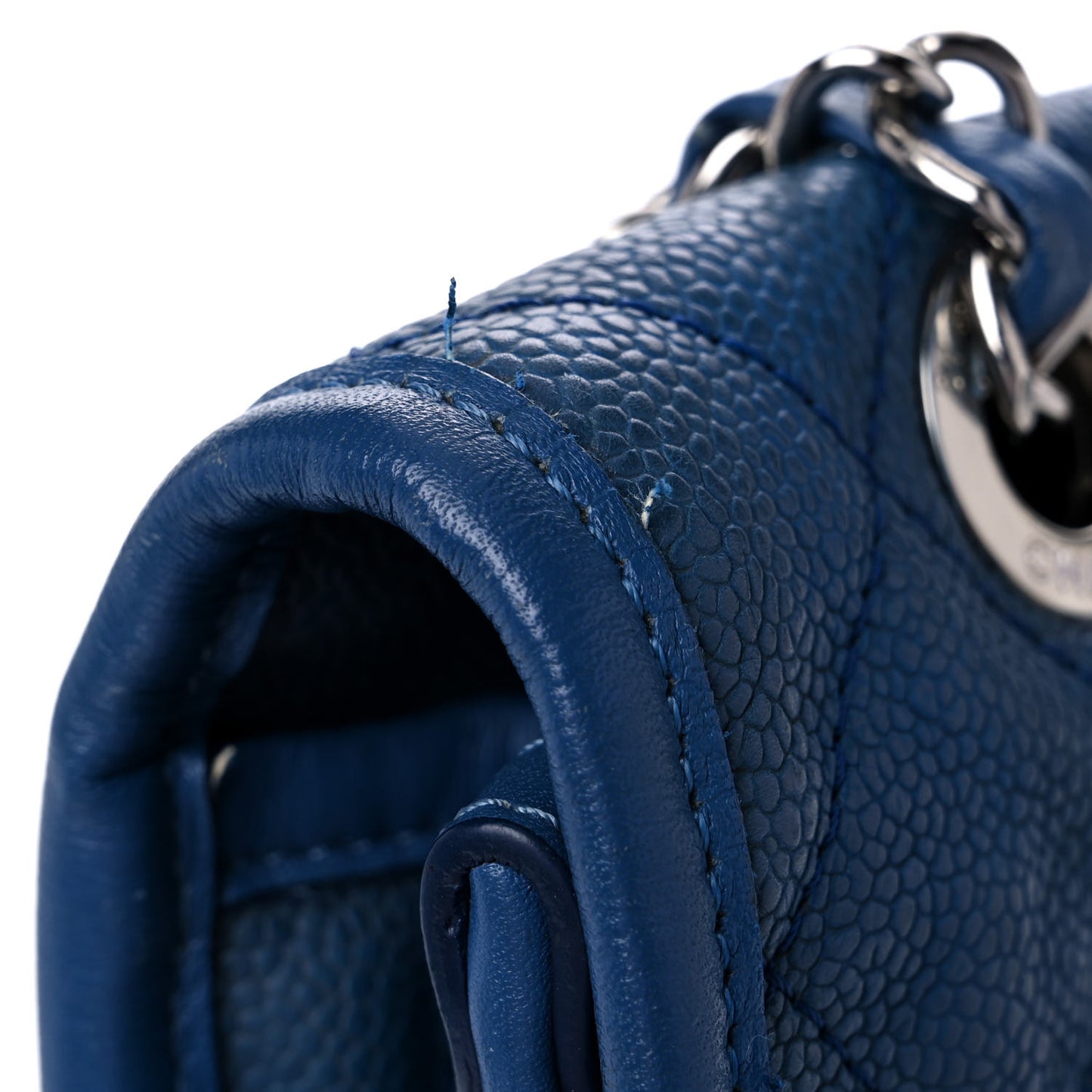 Caviar Quilted Large French Riviera Flap Blue