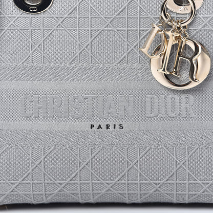 Christian Dior Canvas Embroidered Cannage Medium Lady D-Lite Gray 9 of 11