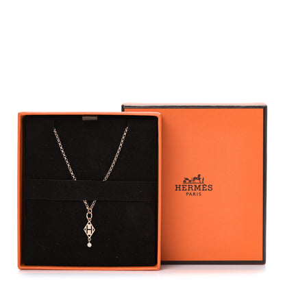 Hermes 18K Rose Gold Diamond Gambade Pendant Necklace 6 of 6