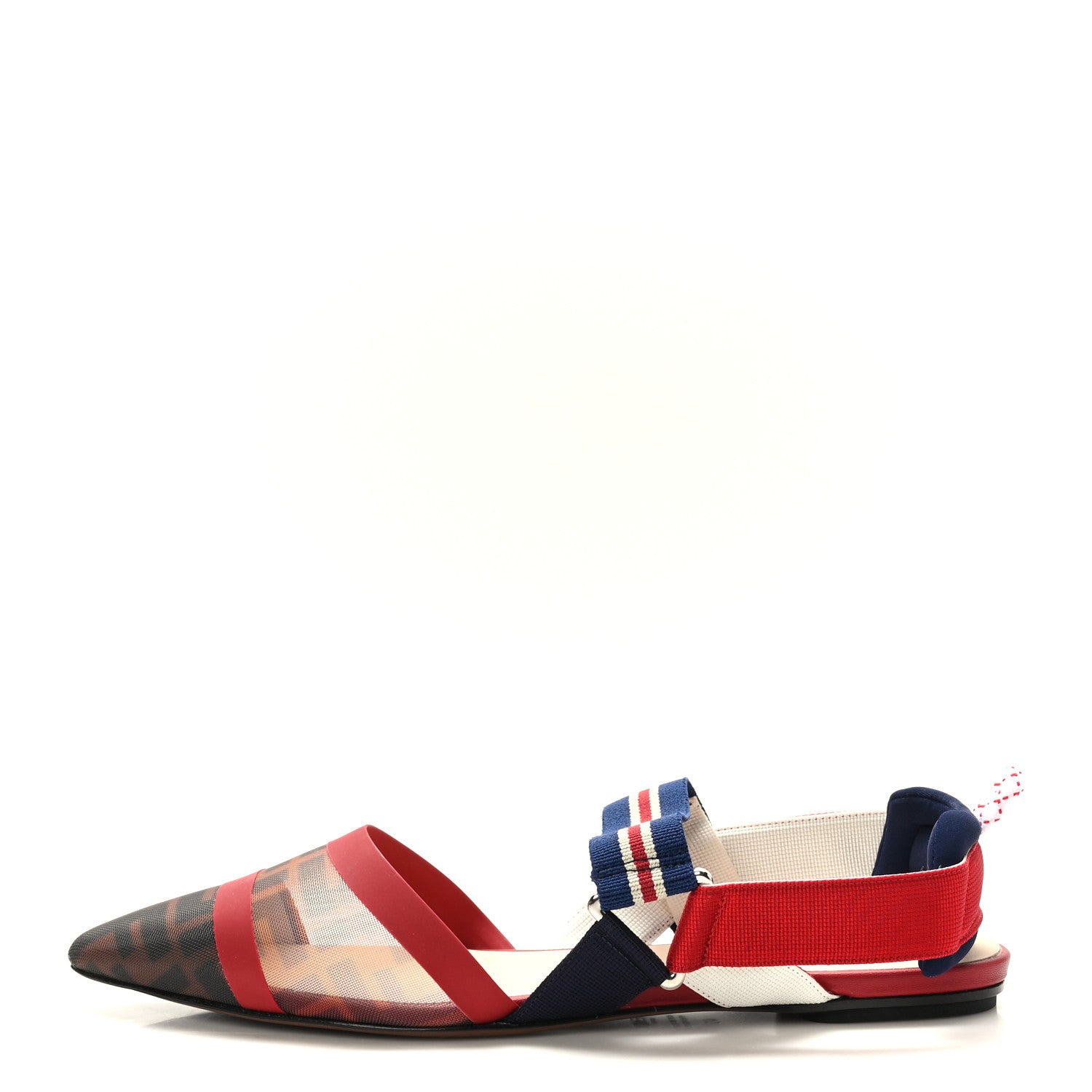 Fendi Technical Mesh FF Colibri Slingback Ballerina Flats 40 Tobacco Moro Saffiro Ciliegia 1 of 7