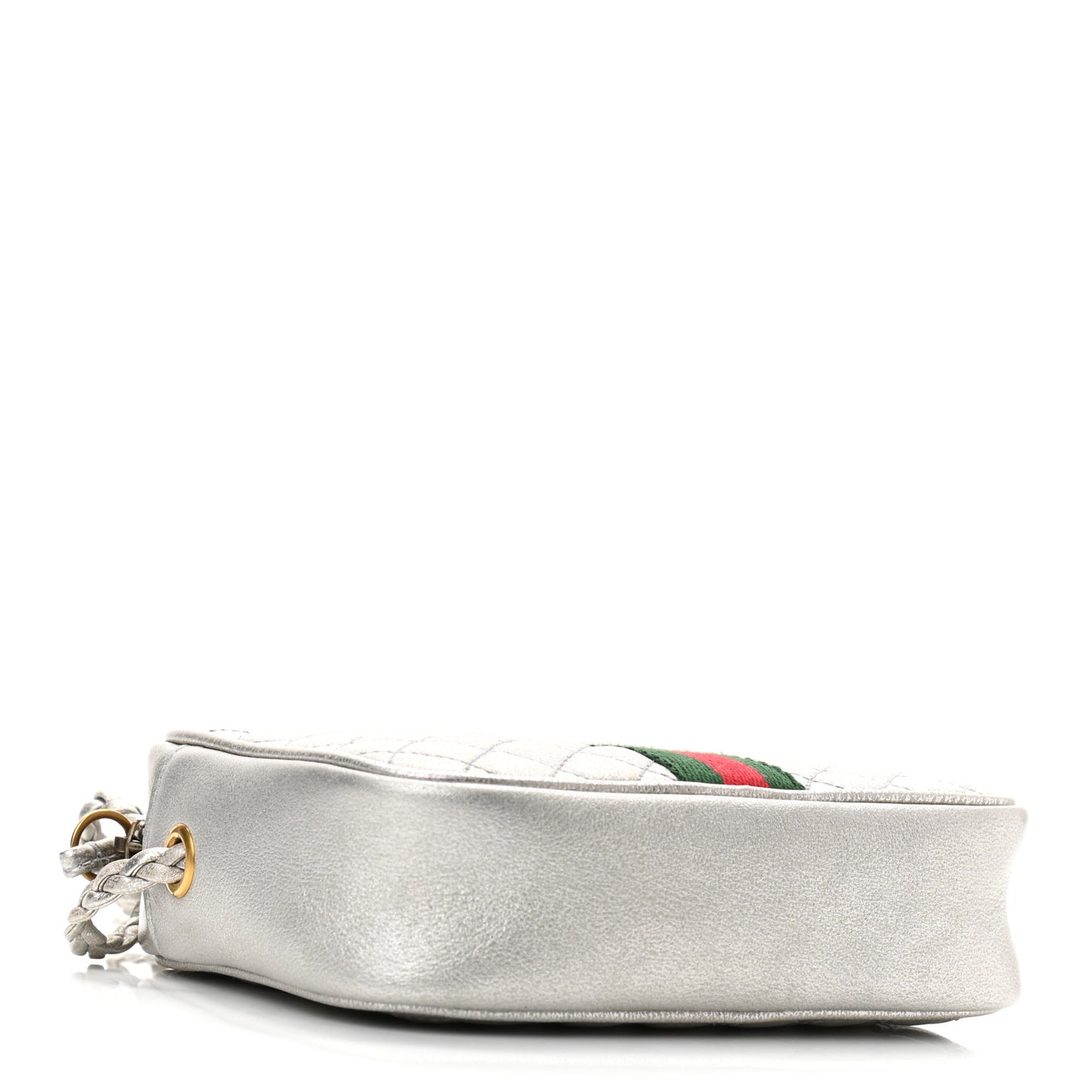 Laminated Nappa Web Trapuntata Mini GG Shoulder Bag Argento