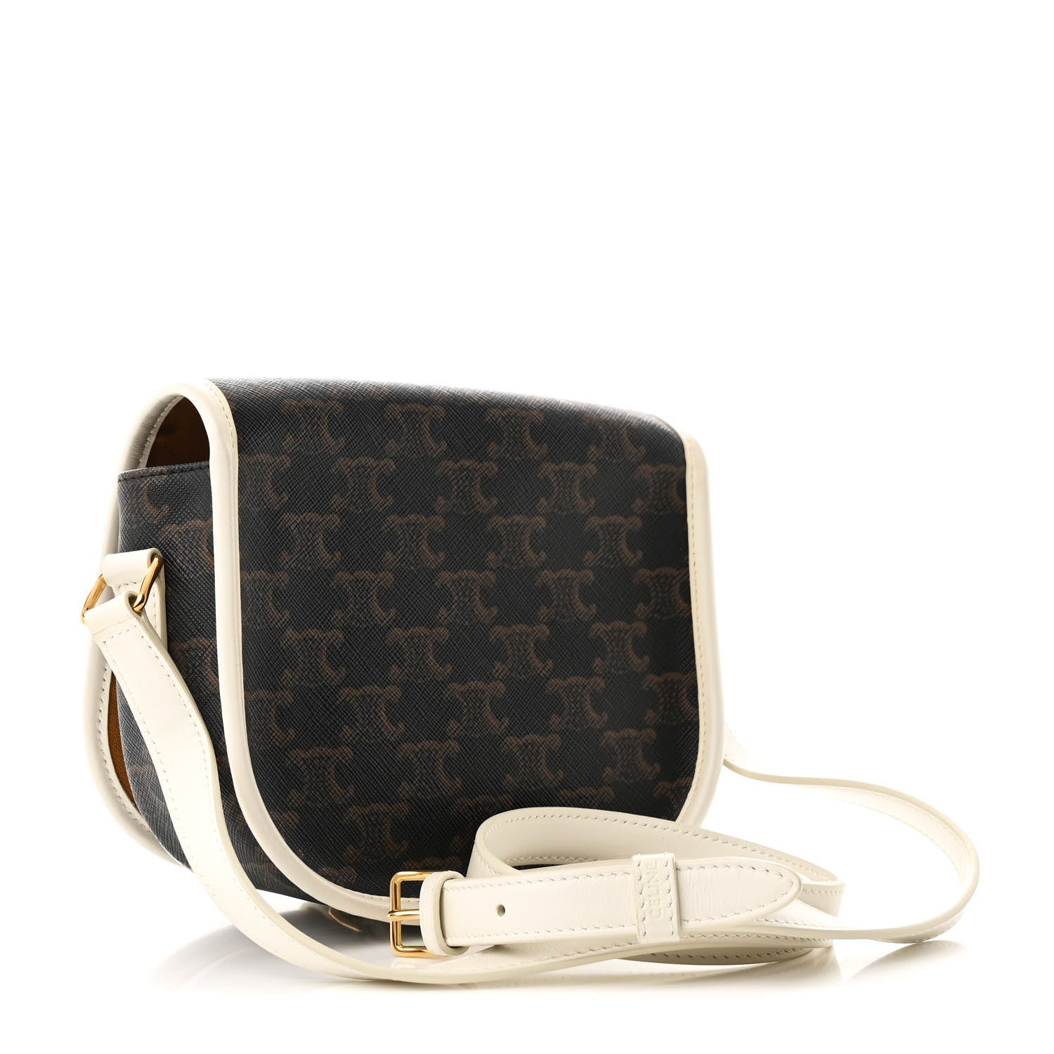 Celine Triomphe Canvas Medium Folco Bag White 3 of 12