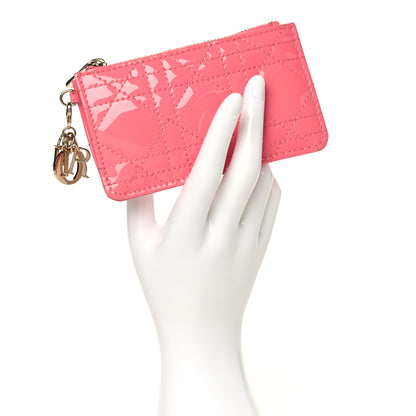 Christian Dior Patent Cannage Lady Dior Key Pouch Pink 2 of 8