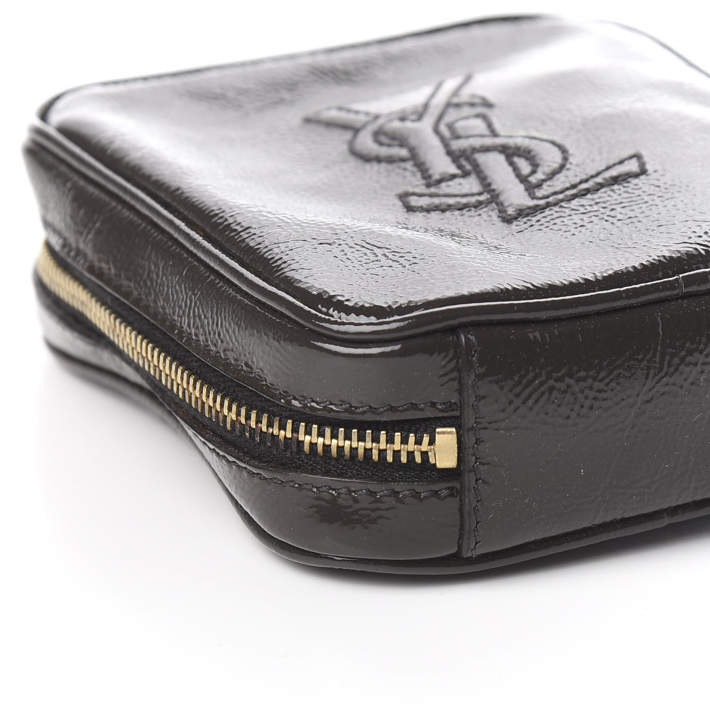 Textured Patent Monogram Mini Wristlet Pebble