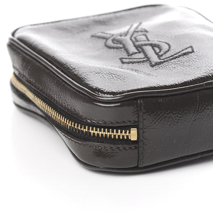 Saint Laurent Textured Patent Monogram Mini Wristlet Pebble 9 of 10