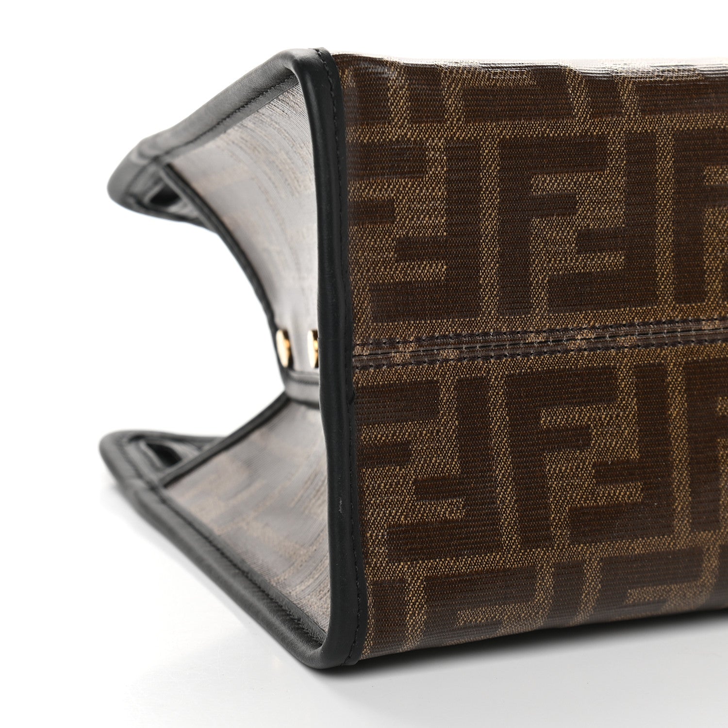 Fendi Glazed Fabric Vitello Century FF 1974 Stamp Patch Mini Peekaboo Defender Cover Mogano Panna Black 9 of 10