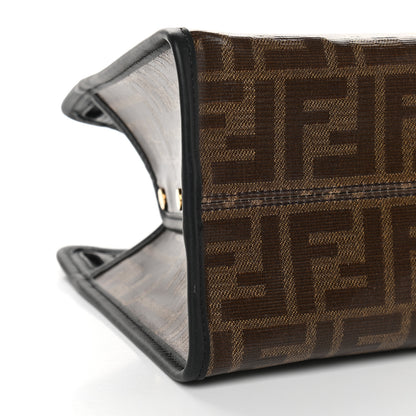 Fendi Glazed Fabric Vitello Century FF 1974 Stamp Patch Mini Peekaboo Defender Cover Mogano Panna Black 9 of 10