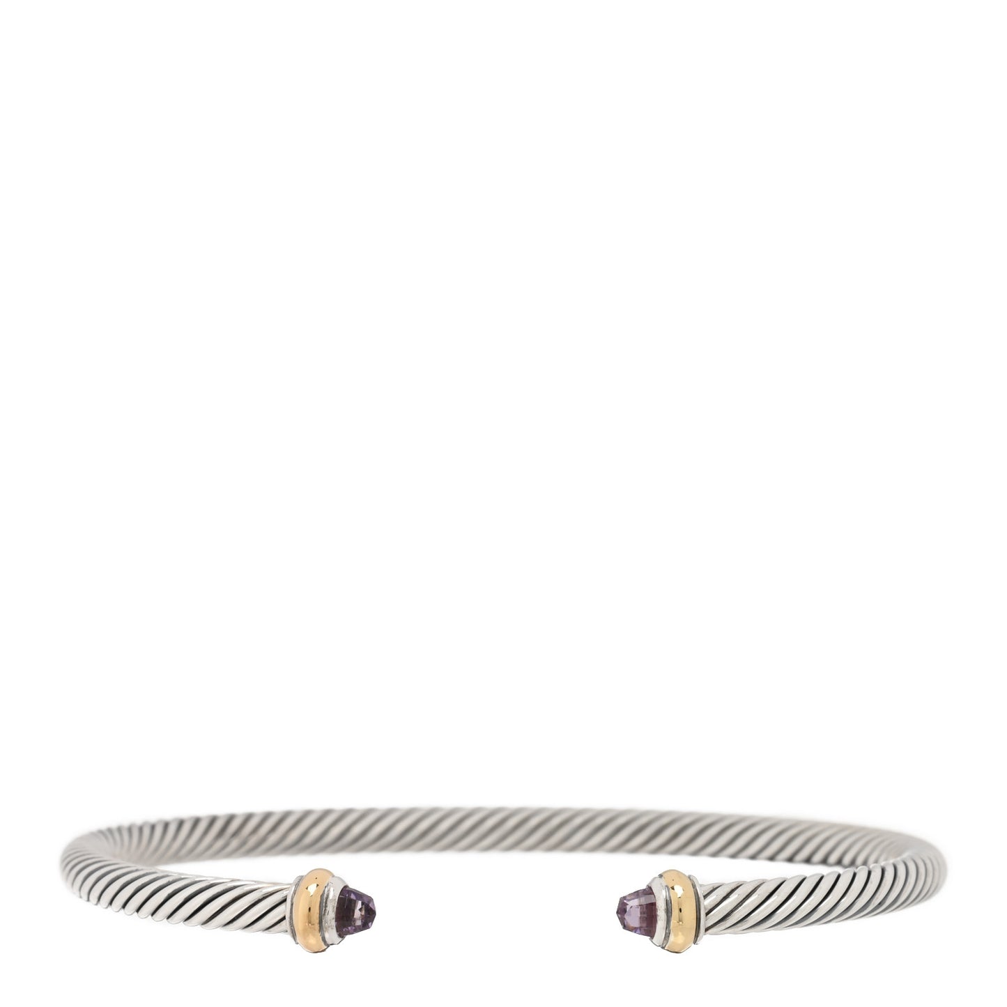 Sterling Silver 18K Yellow Gold Amethyst 4mm Cable Classics Bracelet