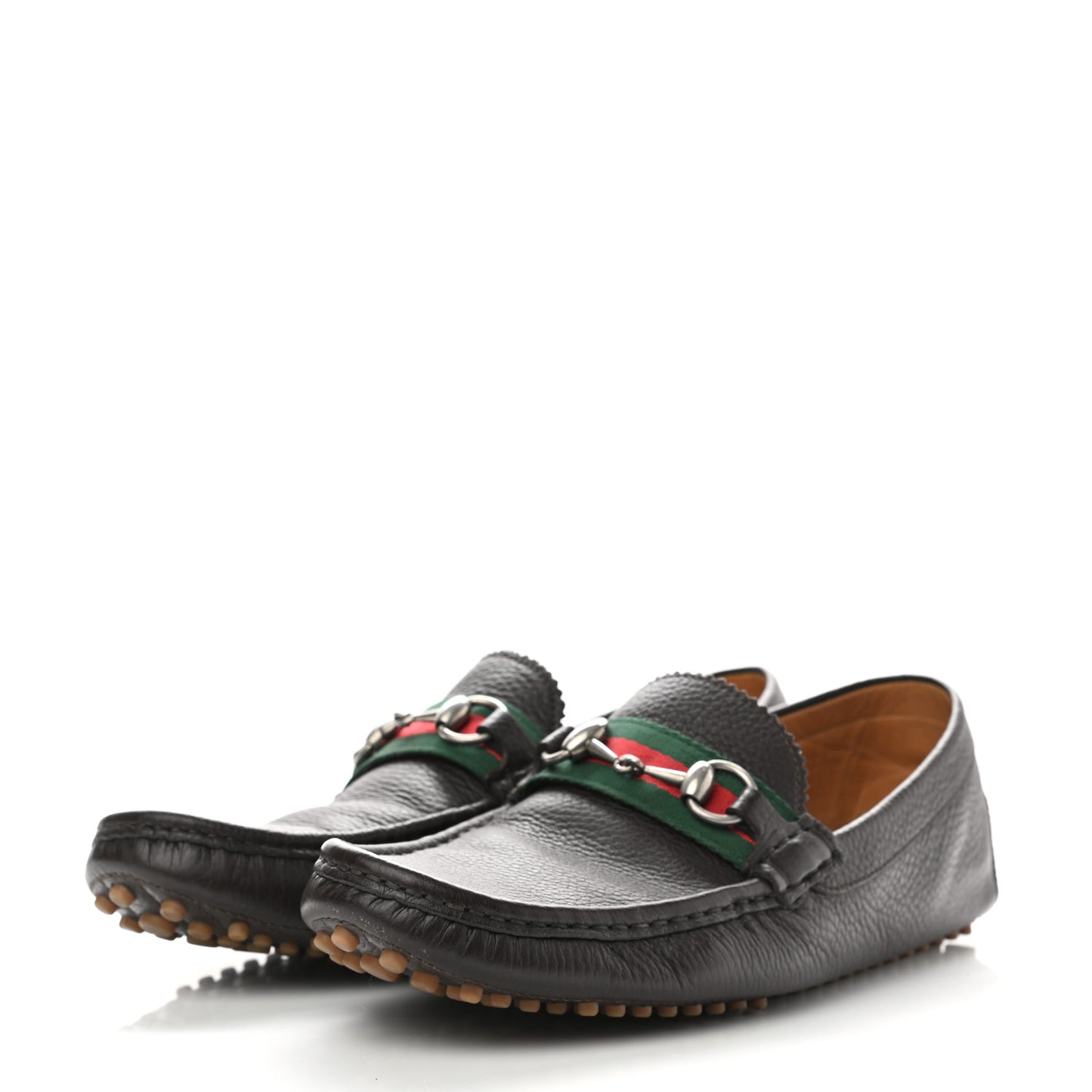 Calfskin Web Mens Horsebit Driver Loafers 8 Cocoa