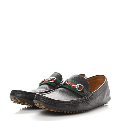 Gucci Calfskin Web Mens Horsebit Driver Loafers 8 Cocoa 3 of 9
