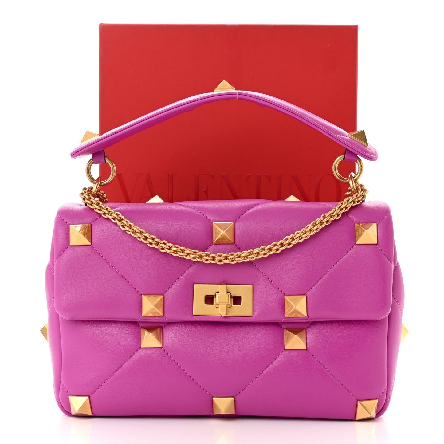 Nappa Large Roman Stud Shoulder Bag Radiant Orchid