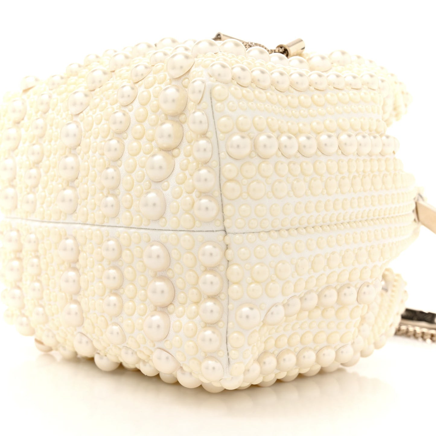 Satin Pearl Embellished Bon Bon Bag Ivory