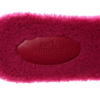 Hermes Woolskin Oran Sandals 38 Rose Fuchsia 7 of 8