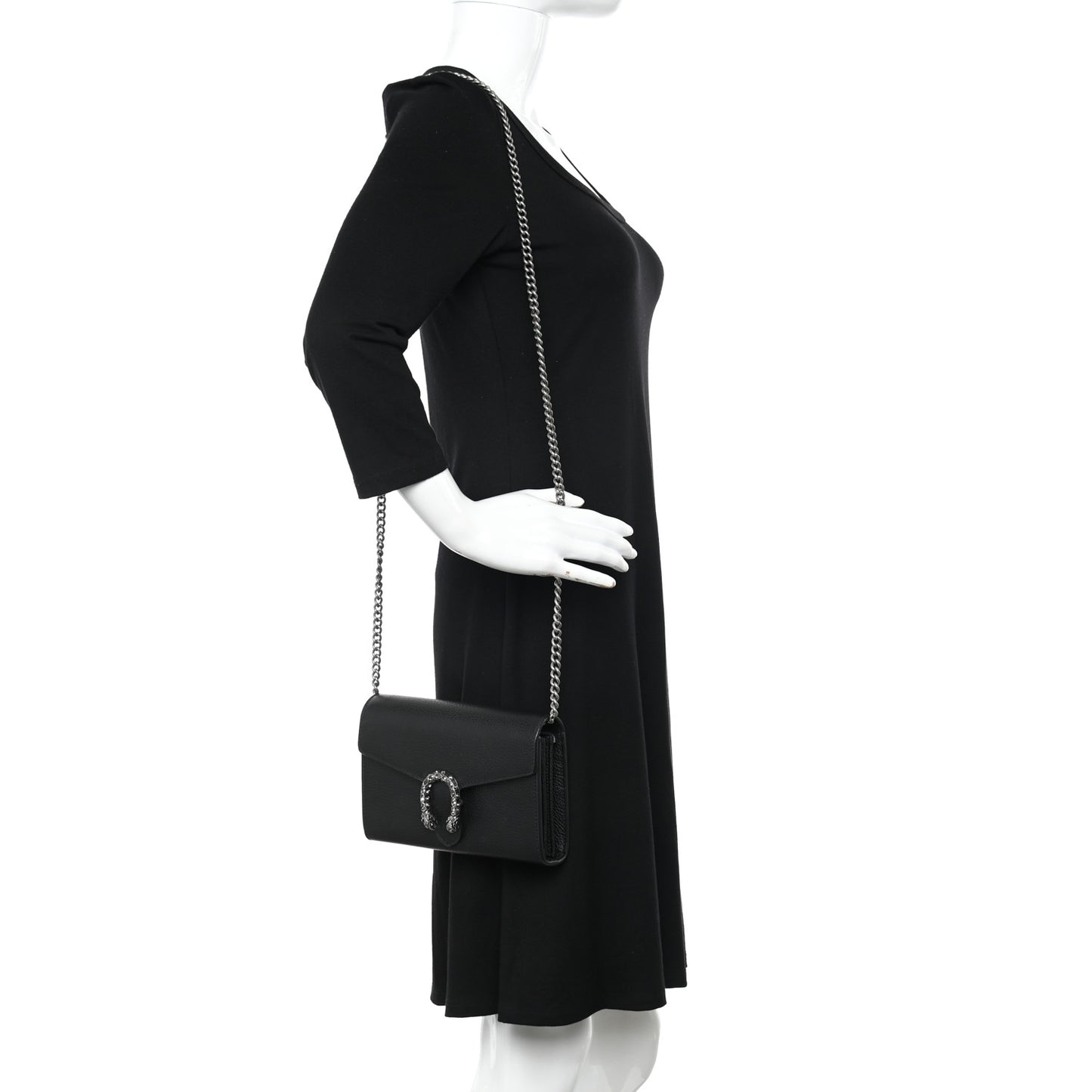 Calfskin Mini Dionysus Chain Wallet Black